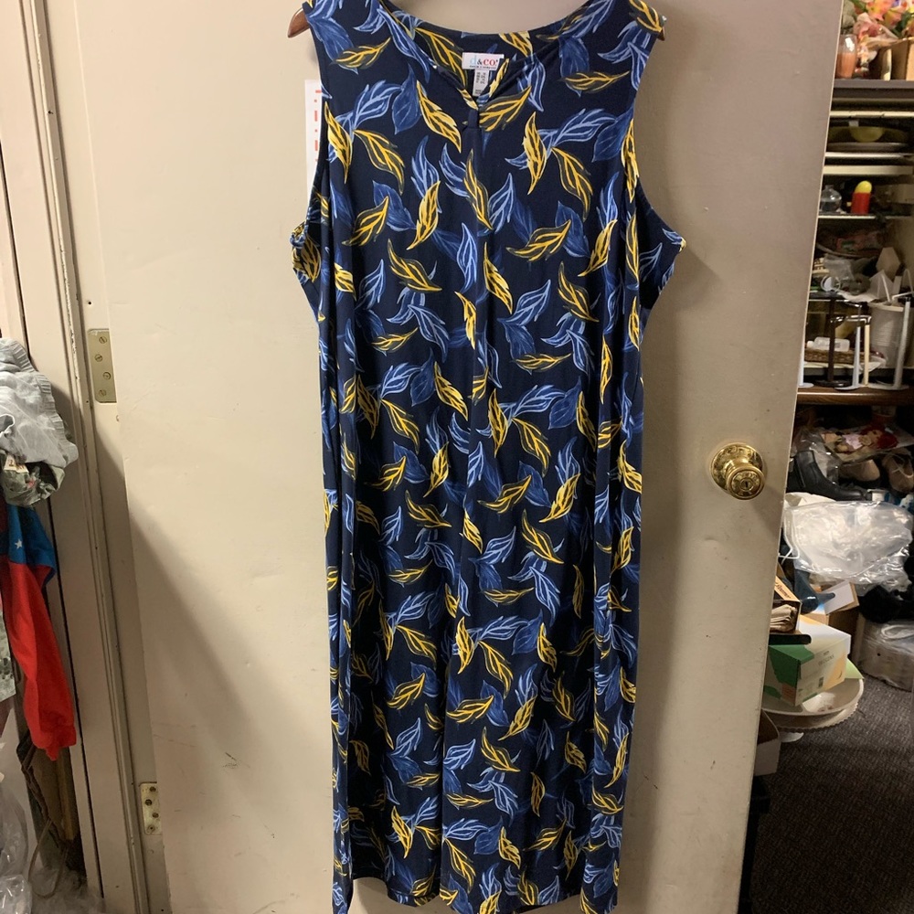 Denim & Company plus size sleeveless, floor length casual dress